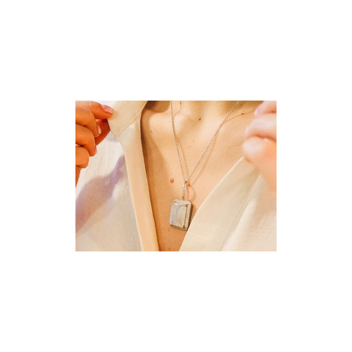 925 Sterling Silver Moonstone & CZ Chain with Pendant