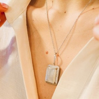 925 Sterling Silver Moonstone & CZ Chain With Pendant