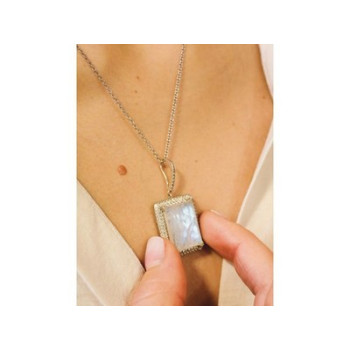 925 Sterling Silver Moonstone & CZ Chain with Pendant