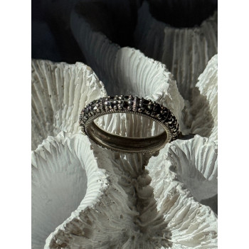 925 Sterling Silver Marcasite Band Ring Size 8