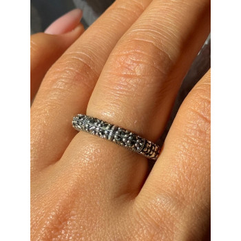 925 Sterling Silver Marcasite Band Ring Size 8