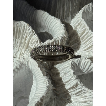 925 Sterling Silver Marcasite Band Ring Size 8