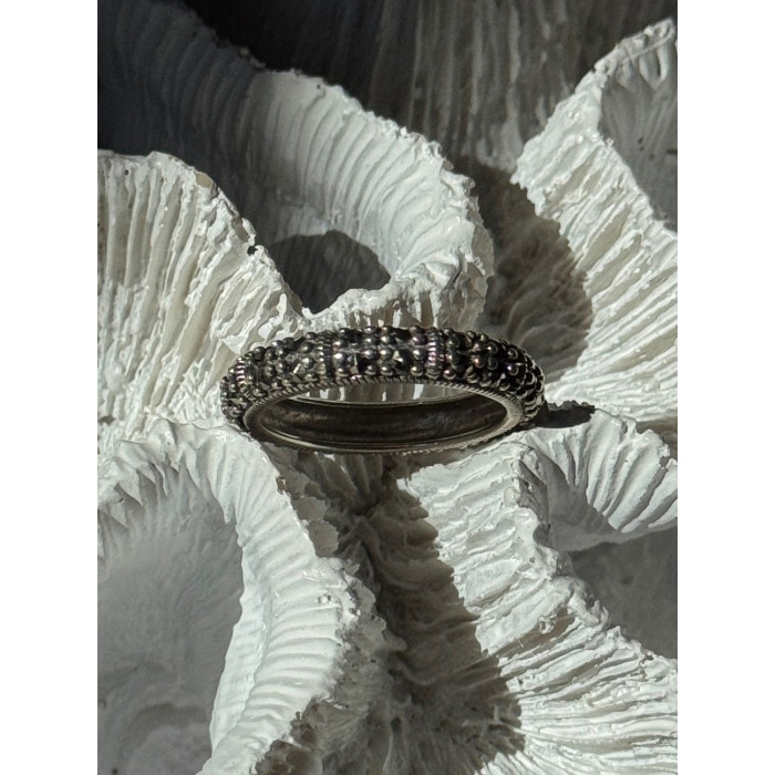 925 Sterling Silver Marcasite Band Ring Size 8