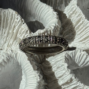 925 Sterling Silver Marcasite Band Ring Size 8