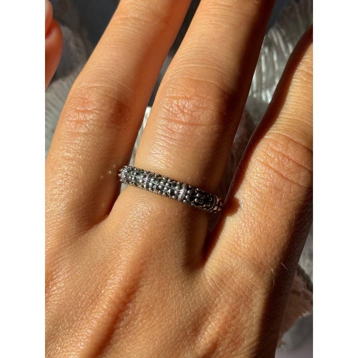 925 Sterling Silver Marcasite Band Ring Size 8