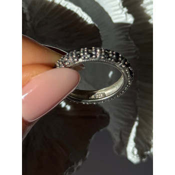 925 Sterling Silver Marcasite Band Ring Size 8