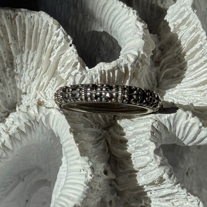 925 Sterling Silver Marcasite Band Ring Size 8