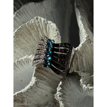 925 Sterling Silver Topaz & Beryl Ring Size 7