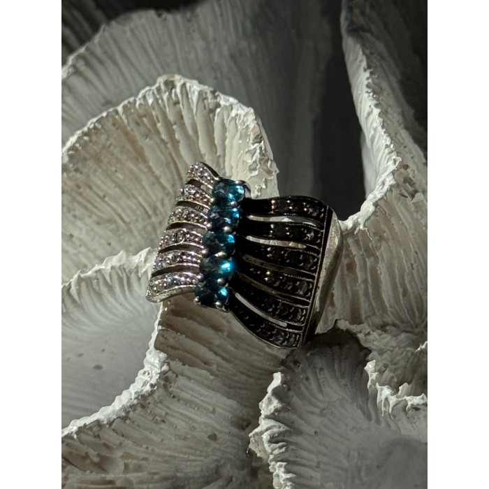 925 Sterling Silver Topaz & Beryl Ring Size 7