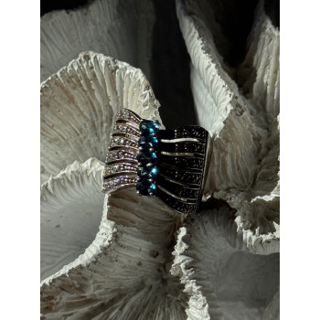 925 Sterling Silver Topaz & Beryl Ring Size 7