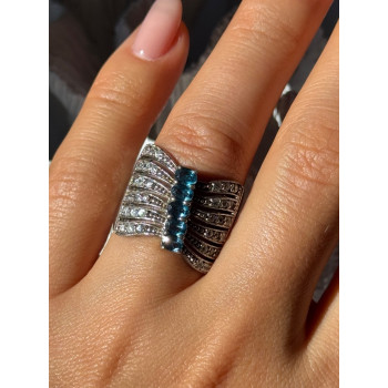 925 Sterling Silver Topaz & Beryl Ring Size 7