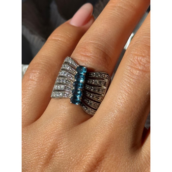 925 Sterling Silver Topaz & Beryl Ring Size 7