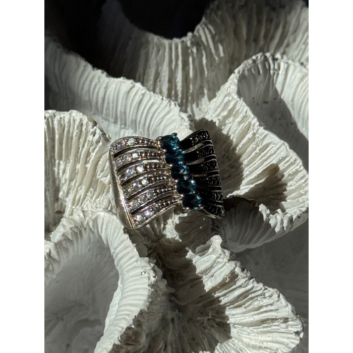 925 Sterling Silver Topaz & Beryl Ring Size 7