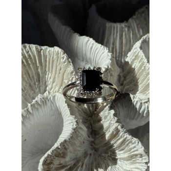 925 Sterling Silver Onyx & Beryl Ring Size 9