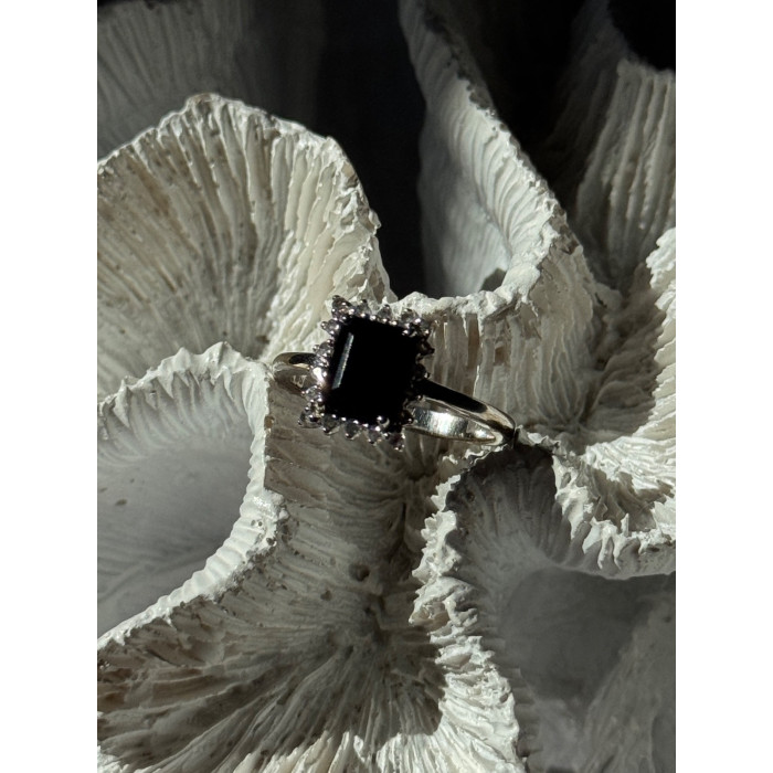 925 Sterling Silver Onyx & Beryl Ring Size 9