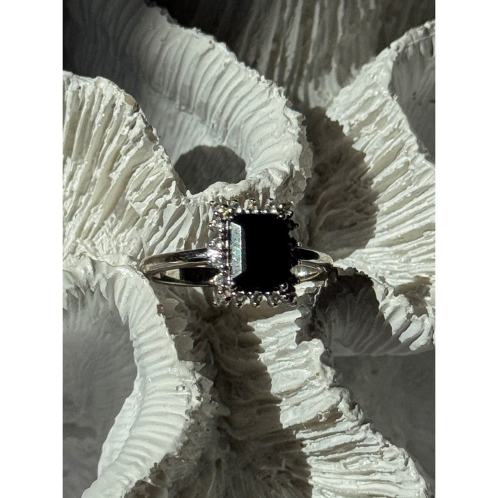 925 Sterling Silver Onyx & Beryl Ring Size 9