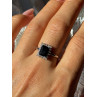 925 Sterling Silver Onyx & Beryl Ring Size 9
