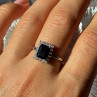 925 Sterling Silver Onyx & Beryl Ring Size 9