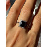 925 Sterling Silver Onyx & Beryl Ring Size 9