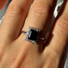925 Sterling Silver Onyx & Beryl Ring Size 9
