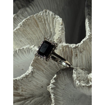 925 Sterling Silver Onyx & Beryl Ring Size 9