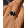 925 Sterling Silver Onyx & Beryl Ring Size 9