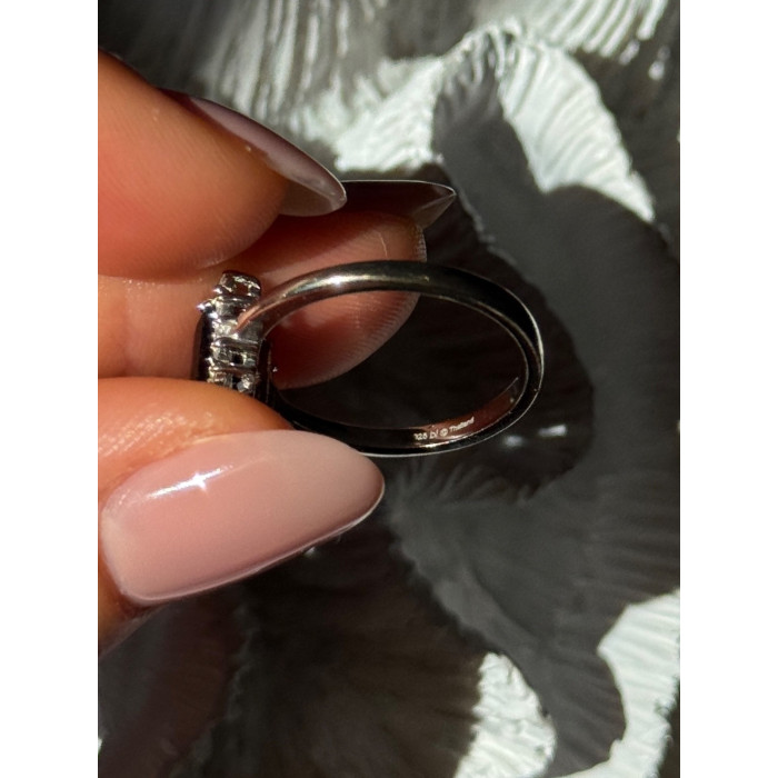 925 Sterling Silver Onyx & Beryl Ring Size 9