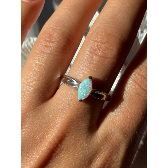 925 Sterling Silver Opal Ring Size 9