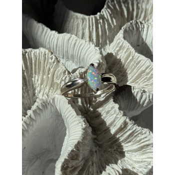 925 Sterling Silver Opal Ring Size 9