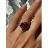 925 Sterling Silver Ruby & Beryl Flower Ring Size 7