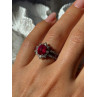 925 Sterling Silver Ruby & Beryl Flower Ring Size 7