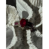 925 Sterling Silver Ruby & Beryl Flower Ring Size 7