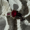 925 Sterling Silver Ruby & Beryl Flower Ring Size 7