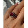 925 Sterling Silver Ruby & Beryl Flower Ring Size 7