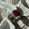 925 Sterling Silver Ruby & Beryl Flower Ring Size 7
