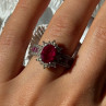 925 Sterling Silver Ruby & Beryl Flower Ring Size 7
