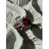 925 Sterling Silver Ruby & Beryl Flower Ring Size 7