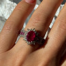 925 Sterling Silver Ruby & Beryl Flower Ring Size 7