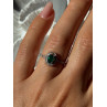 925 Sterling Silver Emerald & Diamond Ring Size 6.5