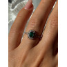 925 Sterling Silver Emerald & Diamond Ring Size 6.5