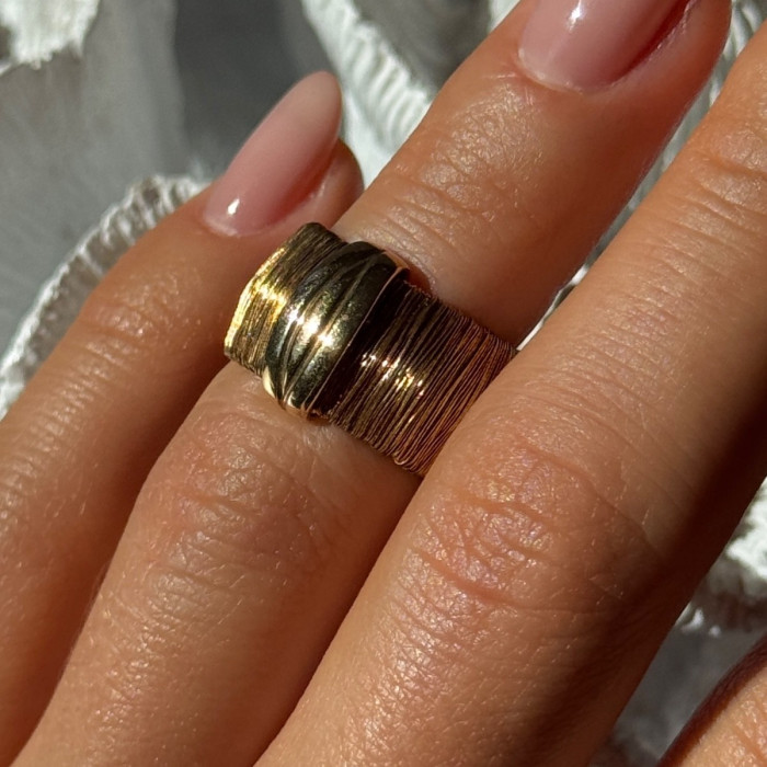 Italy 925 Sterling Silver Gold Plated Ring Size 5.5