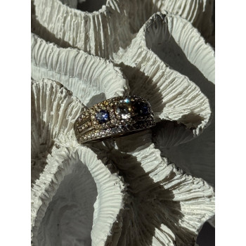 925 Sterling Silver Tanzanite & Beryl Ring Size 10