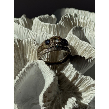 925 Sterling Silver Tanzanite & Beryl Ring Size 10