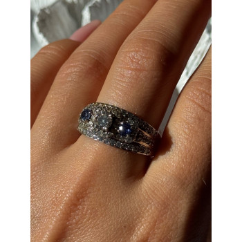 925 Sterling Silver Tanzanite & Beryl Ring Size 10