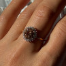 D'Joy 925 Sterling Silver Gold Plated Brown & White Spinel Ring Size 9
