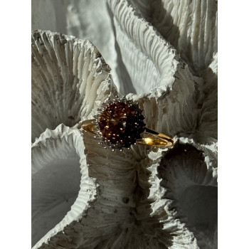 D'Joy 925 Sterling Silver Gold Plated Brown & White Spinel Ring Size 9