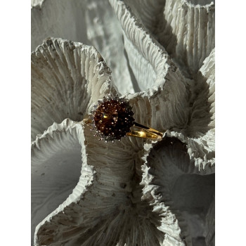 D'Joy 925 Sterling Silver Gold Plated Brown & White Spinel Ring Size 9