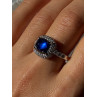925 Sterling Silver Blue Sapphire & Cz Ring Size 11