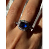 925 Sterling Silver Blue Sapphire & Cz Ring Size 11
