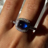 925 Sterling Silver Blue Sapphire & Cz Ring Size 11